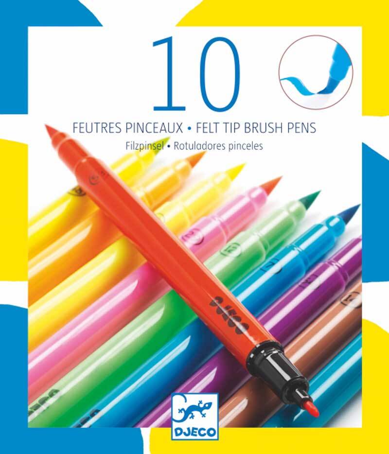 DJECO - 10 FELT TIP BRUSHES POP COLOURS