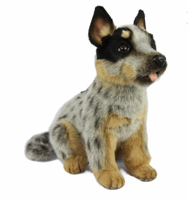 HANSA PLUSH ANIMAL: BLUE HEELER PUPPY SITTING 39CM