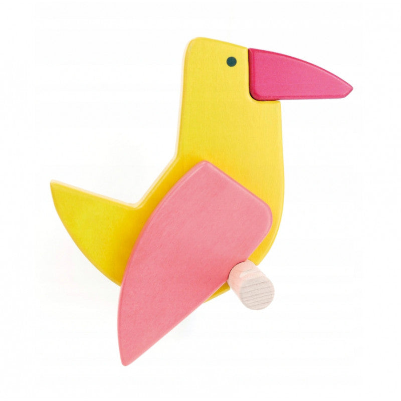BAJO - WOODEN YELLOW BIRD COAT PEG