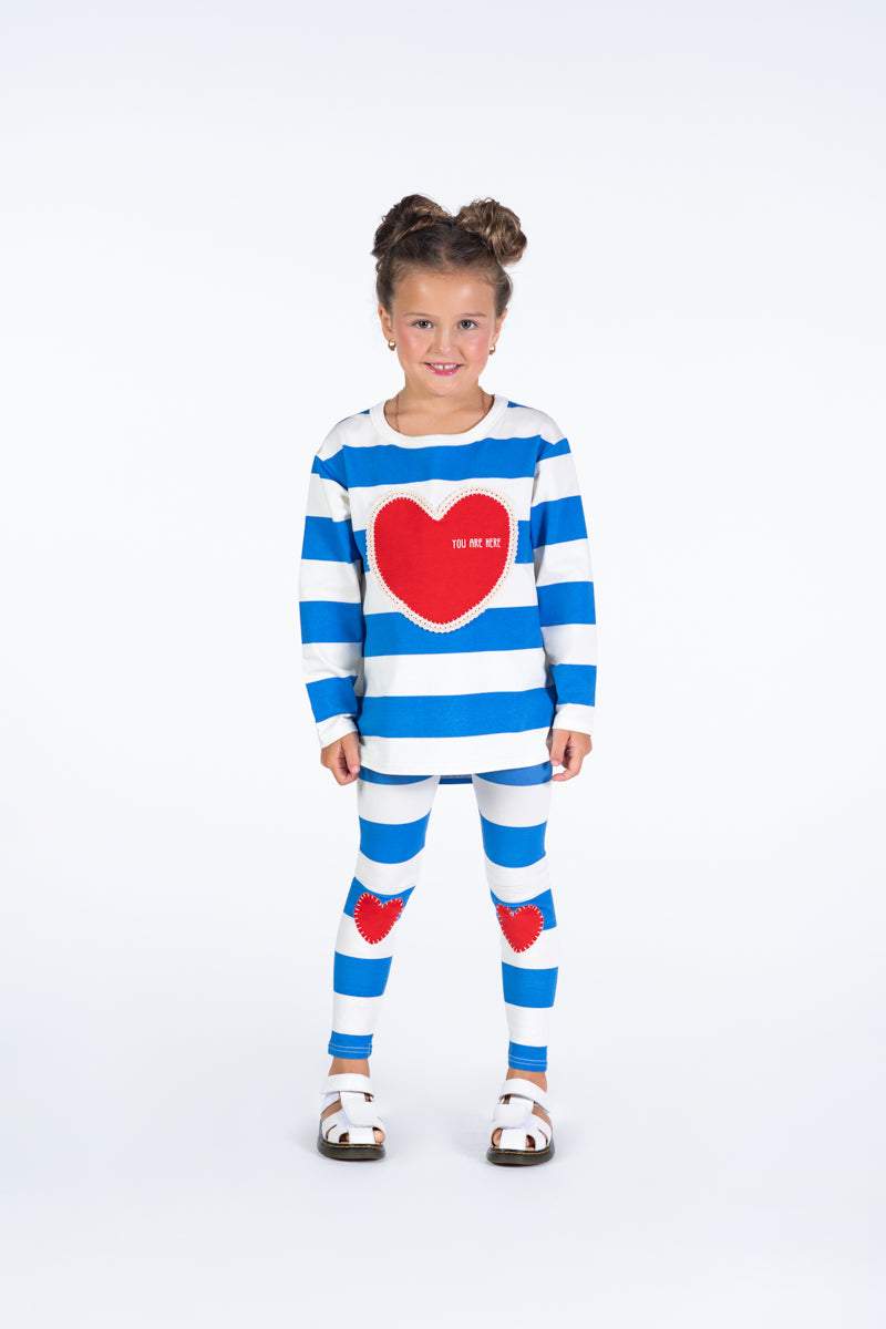 ROCK YOUR BABY - HEART TIGHTS BLUE/CREAM [sz:2 YRS]