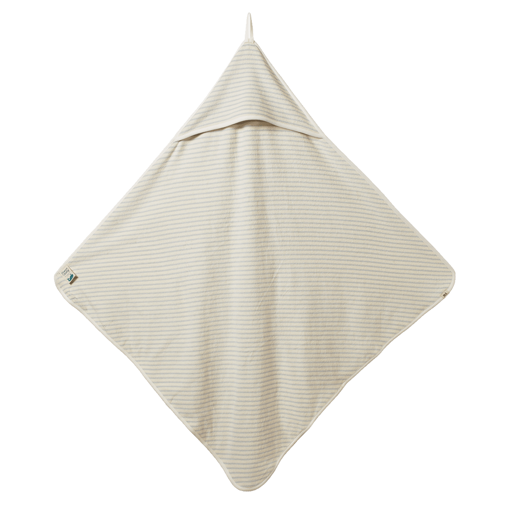 NATURE BABY - ORGANIC COTTON HOODED TOWEL: AQUA SAILOR STRIPE 