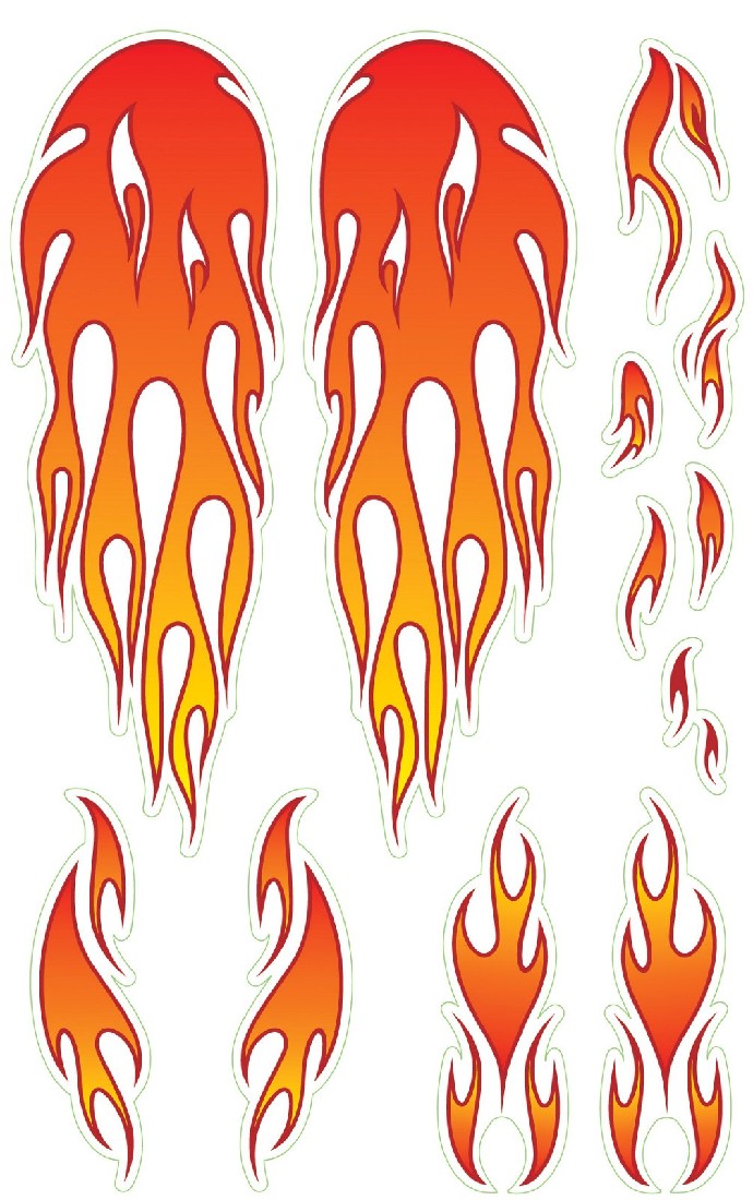 WISHBONE DESIGN FLAMES BIKE STICKERS