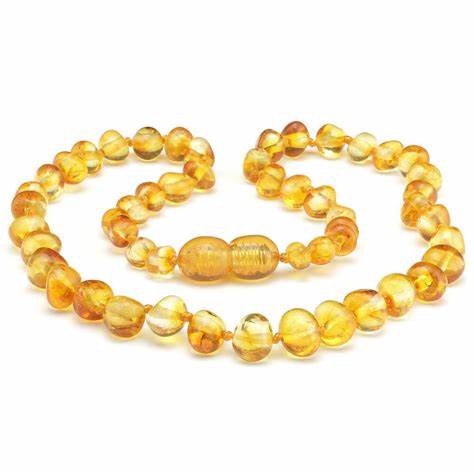 AMBER CENTRE - BABY AMBER TEETHING NECKLACE: LIGHT COGNAC 