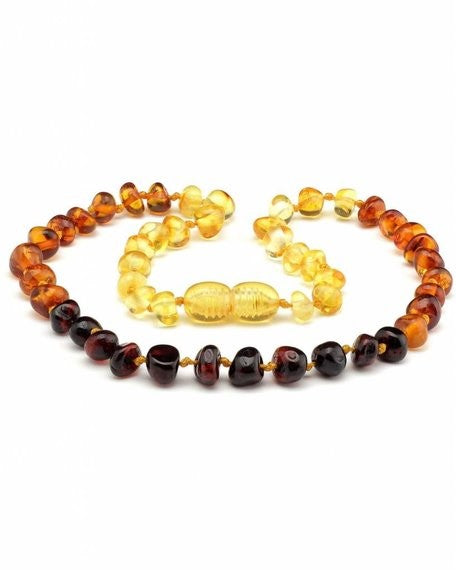 AMBER CENTRE - BABY AMBER TEETHING NECKLACE: OMBRE 