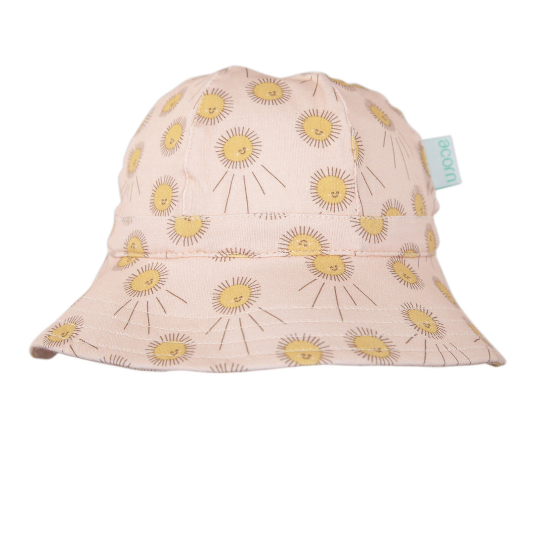 ACORN KIDS - STRETCH COTTON WIDE BRIM SUNHAT: SUNSHINE PEACH & GOLD [sz:XS - 46CM/0-9 MTHS]