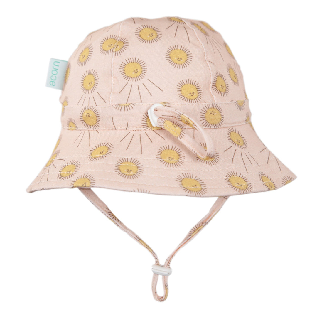 ACORN KIDS - STRETCH COTTON WIDE BRIM SUNHAT: SUNSHINE PEACH & GOLD [sz:XS - 46CM/0-9 MTHS]