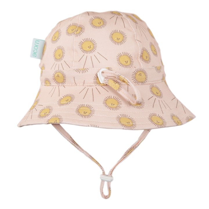 ACORN KIDS - STRETCH COTTON WIDE BRIM SUNHAT: SUNSHINE PEACH & GOLD [sz:XS - 46CM/0-9 MTHS]