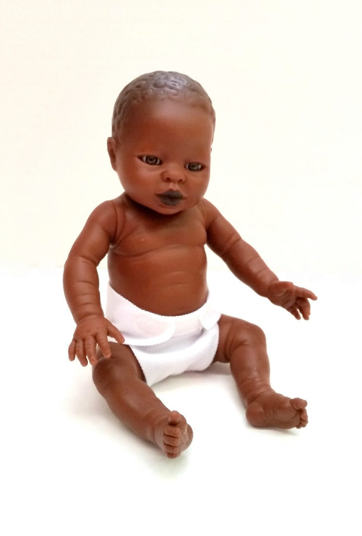 BELONIL - TINY BABY GIRL DOLL, AFRICAN 