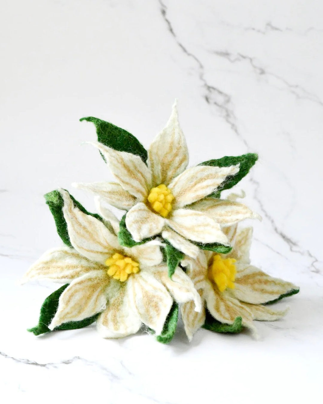 TARA TREASURES - FELT WHITE POINSETTIA FLOWERS