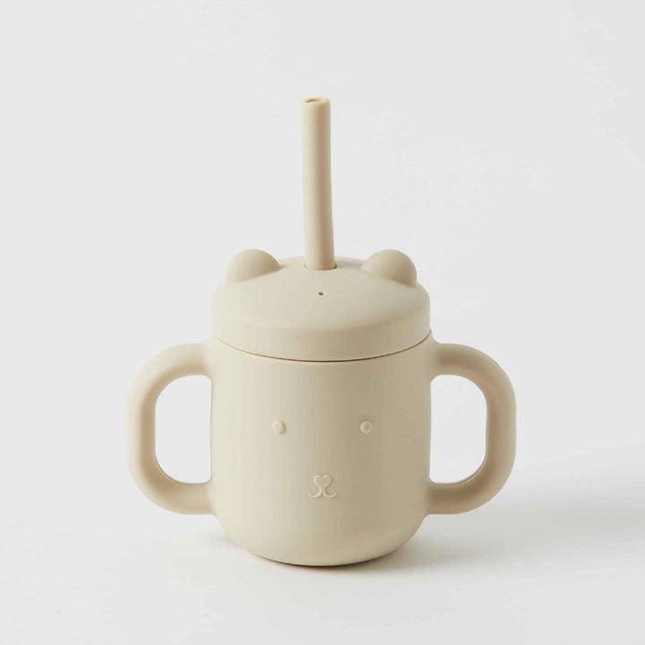 NORDIC KIDS - HENNI SILICONE SIPPY CUP WITH STRAW: ALMOND