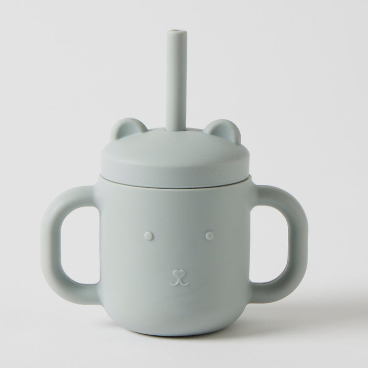 NORDIC KIDS - HENNY SILICONE SIPPY CUP WITH STRAW: STEELE 