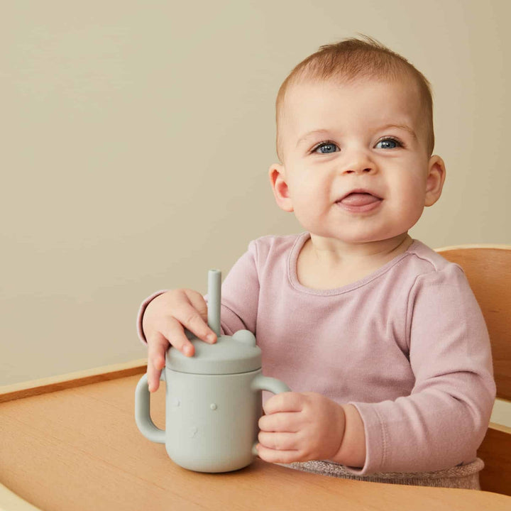NORDIC KIDS - HENNY SILICONE SIPPY CUP WITH STRAW: STEELE 