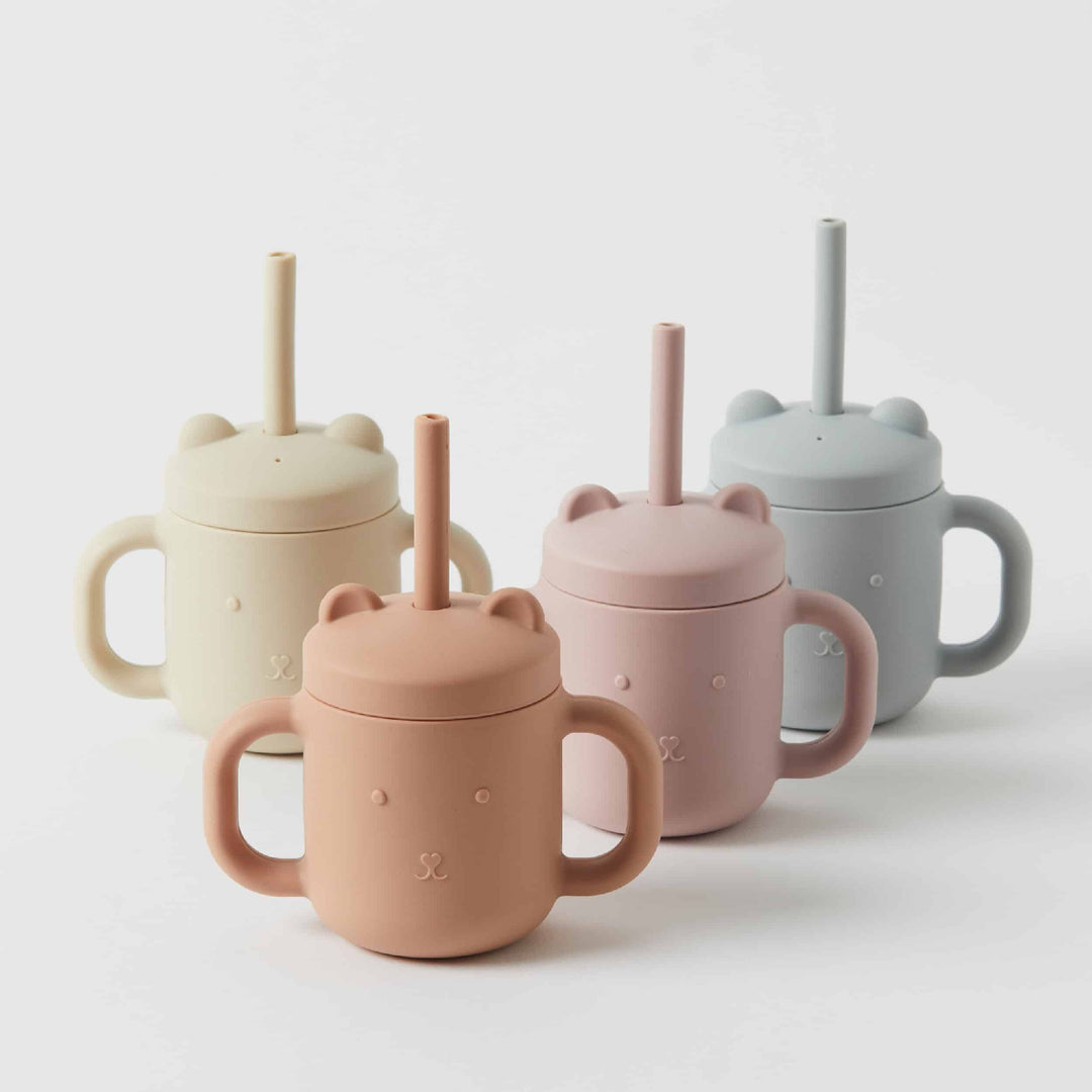 NORDIC KIDS - HENNY SILICONE SIPPY CUP WITH STRAW: STEELE 