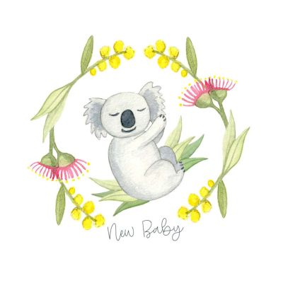 CARD: NEW BABY KOALA GUM BLOSSOM GIFT CARD 
