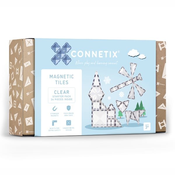 CONNETIX TILES -34 PIECE CLEAR STARTER PACK