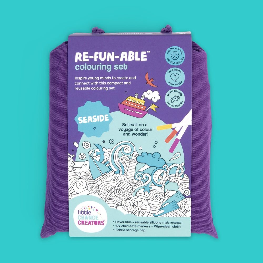 LITTLE CHANGE CREATORS - CHILDREN'S REUSABLE COLOURING MAT KIT: SEASIDE