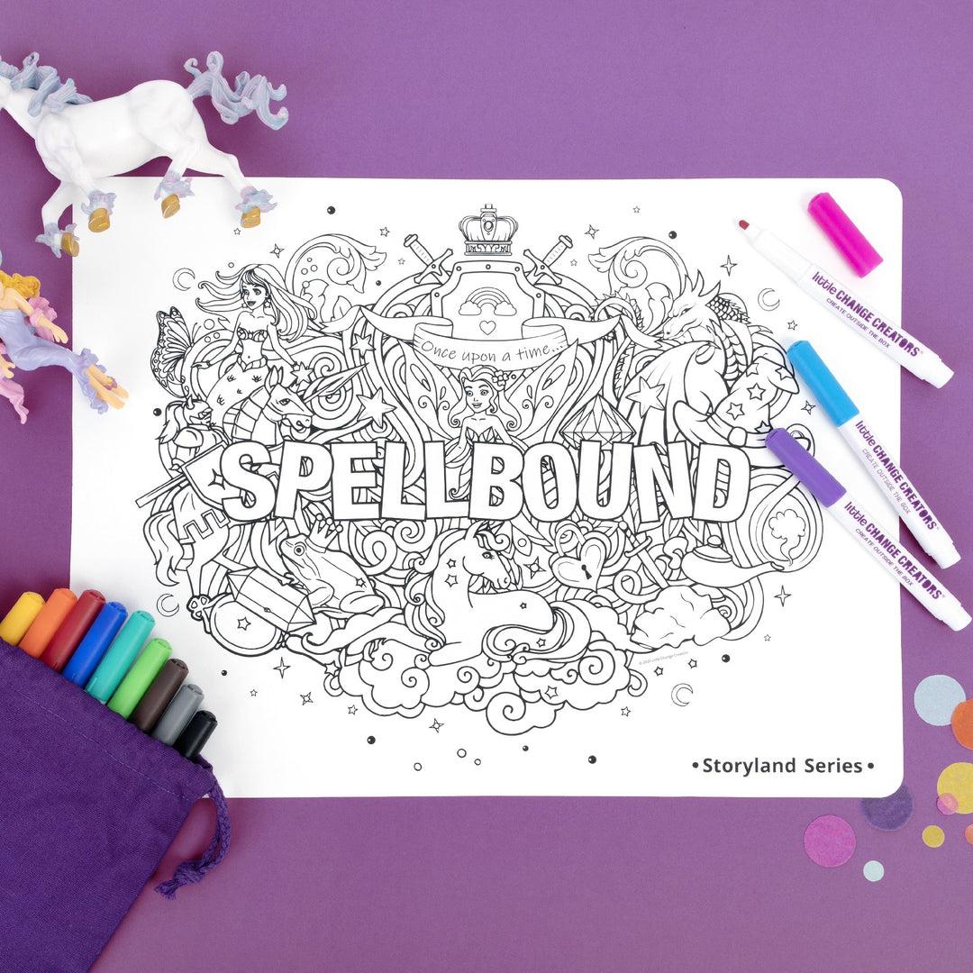 LITTLE CHANGE CREATORS - CHILDREN'S REUSABLE COLOURING MAT KIT: SPELLBOUND