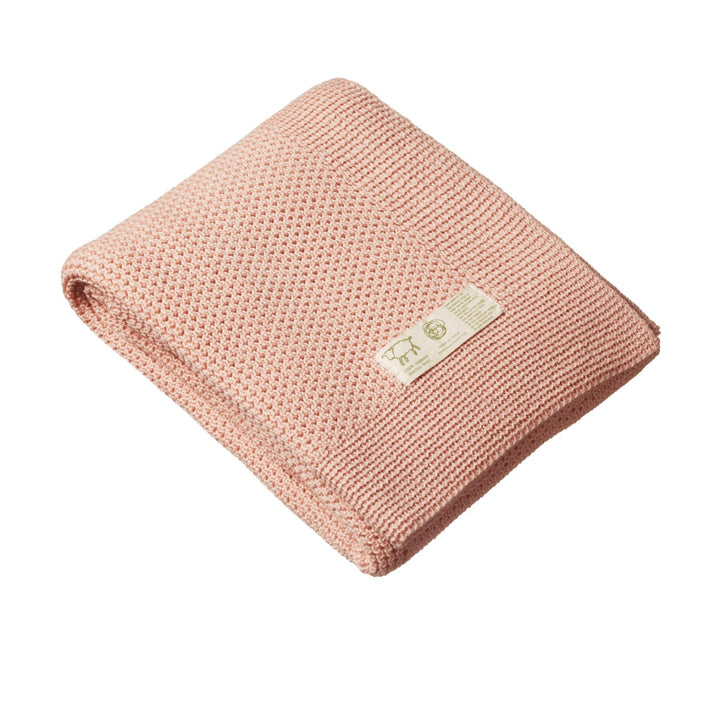 NATURE BABY - MERINO KNIT COT BLANKET: ROSE DUST
