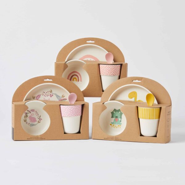 JIGGLE & GIGGLE - WHIMSICAL BAMBOO 4PC DINNER SET: DINOSAUR