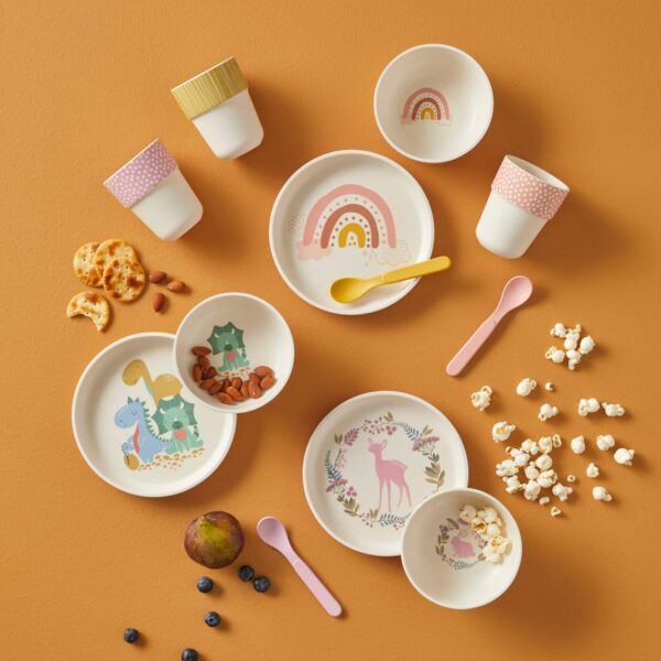 JIGGLE & GIGGLE - WHIMSICAL BAMBOO 4PC DINNER SET: DINOSAUR