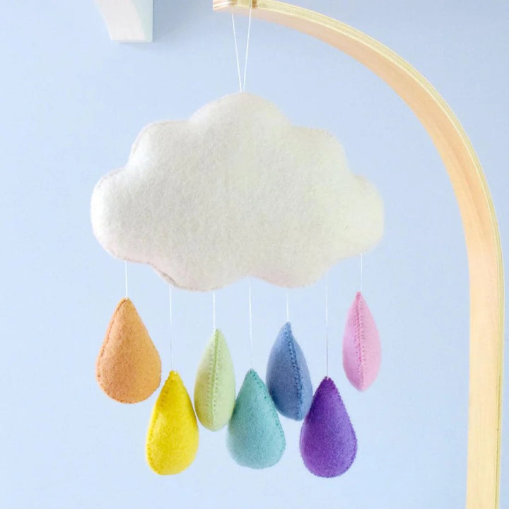 TARA TREASURES - NURSERY MOBILE: CLOUD WITH PASTEL RAINDROPS 