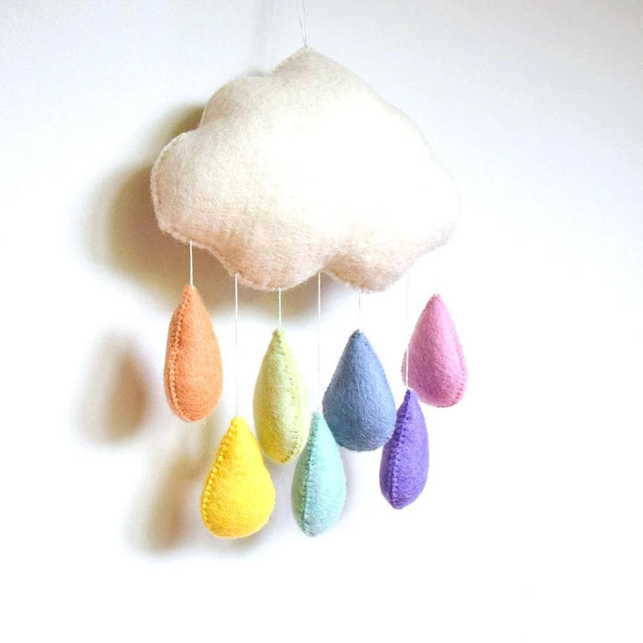TARA TREASURES - NURSERY MOBILE: CLOUD WITH PASTEL RAINDROPS 