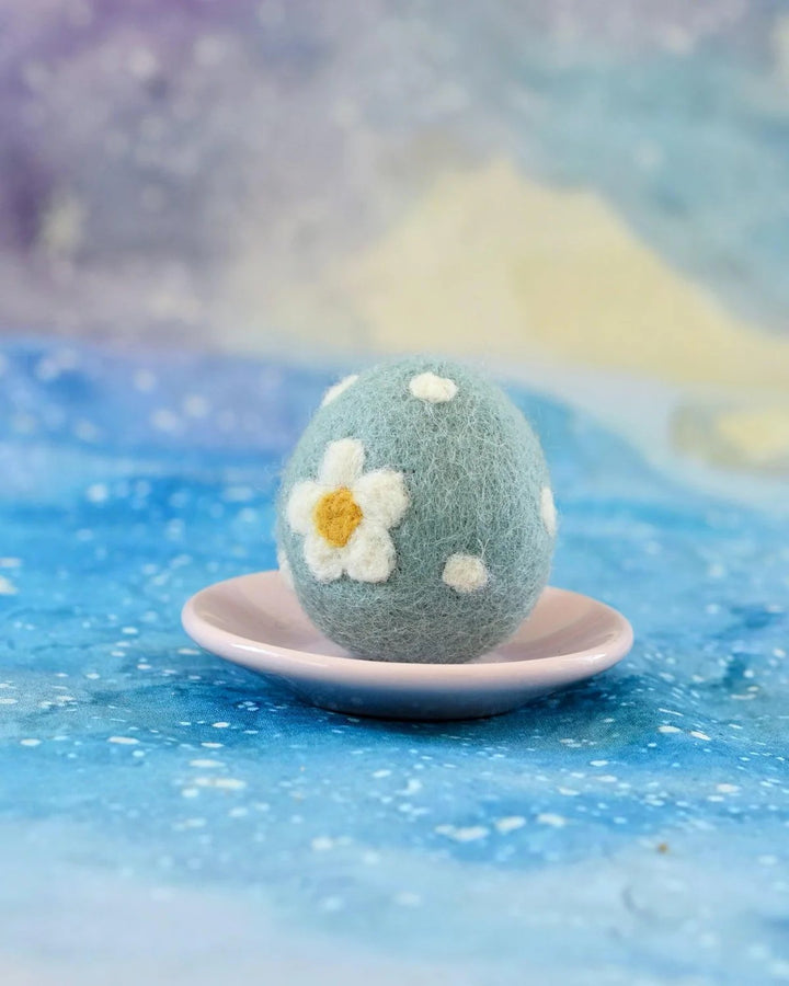 TARA TREASURES - FELT EASTER EGG: BLUE FLORAL