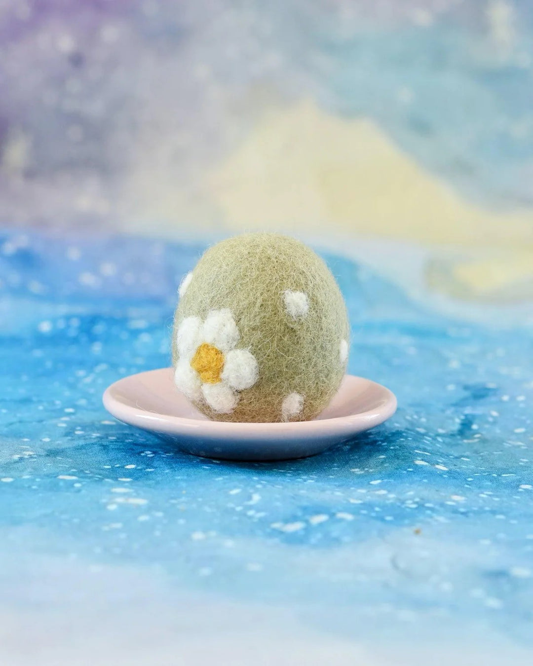TARA TREASURES - FELT EASTER EGG: SAGE GREEN FLORAL