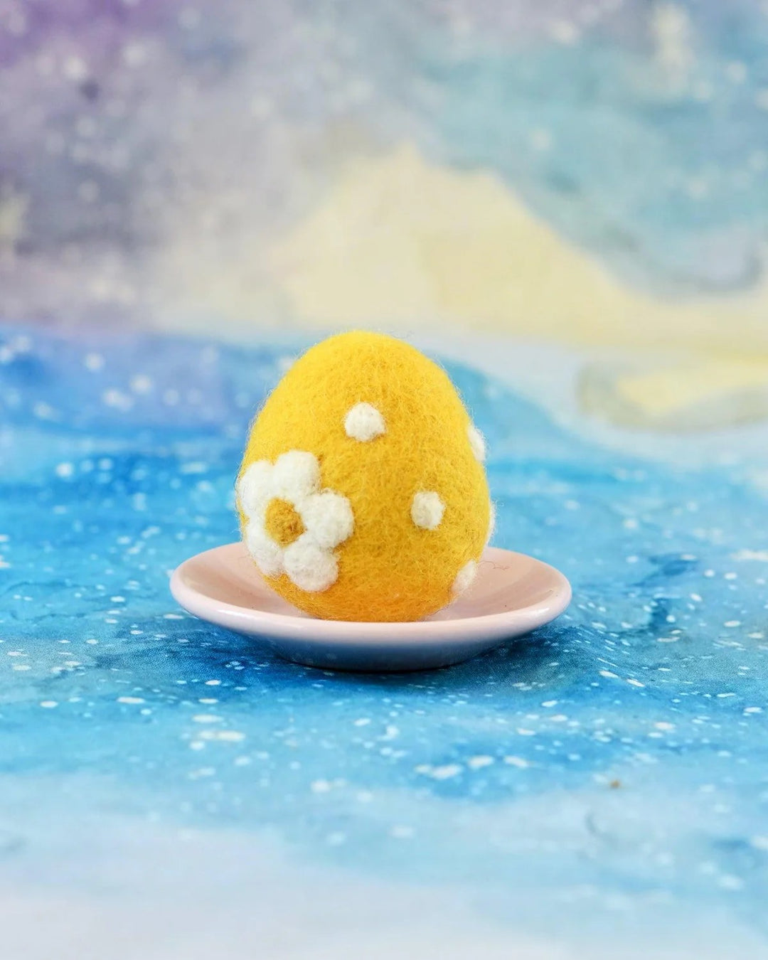 TARA TREASURES - FELT EASTER EGG: YELLOW FLORAL