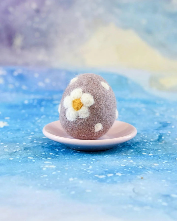 TARA TREASURES - FELT EASTER EGG: MAUVE FLORAL