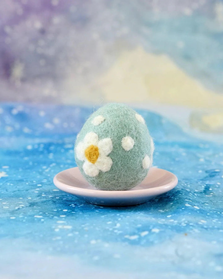 TARA TREASURES - FELT EASTER EGG: TEAL FLORAL