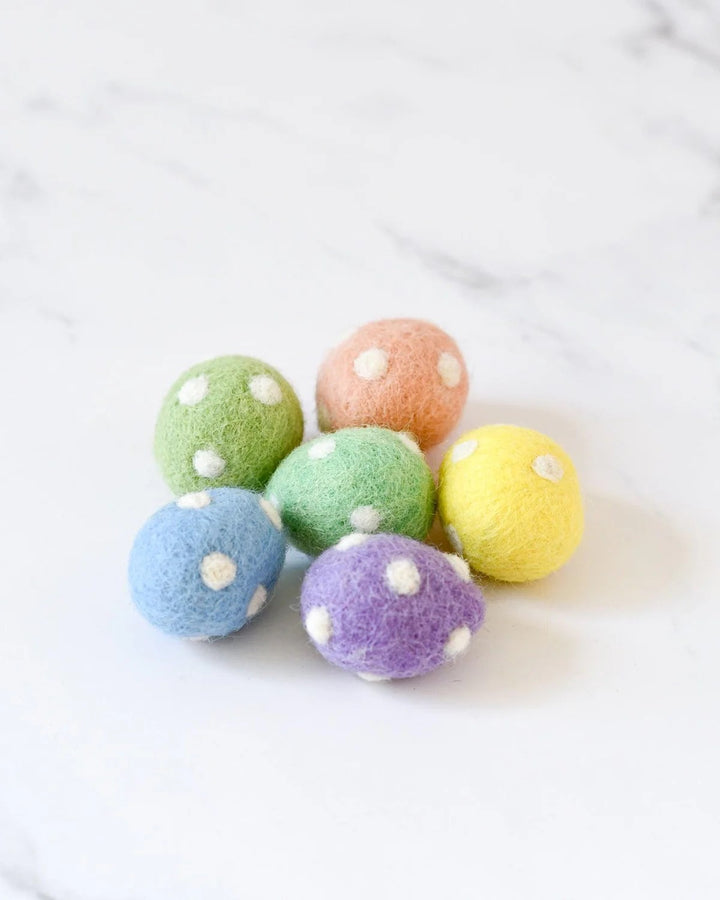 TARA TREASURES - FELT EASTER POLKA DOT EGG: 6 PACK