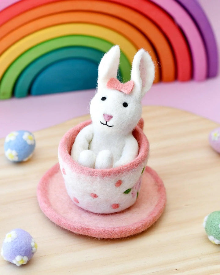 TARA TREASURES - FELT EASTER RABBIT IN A TEAPOT