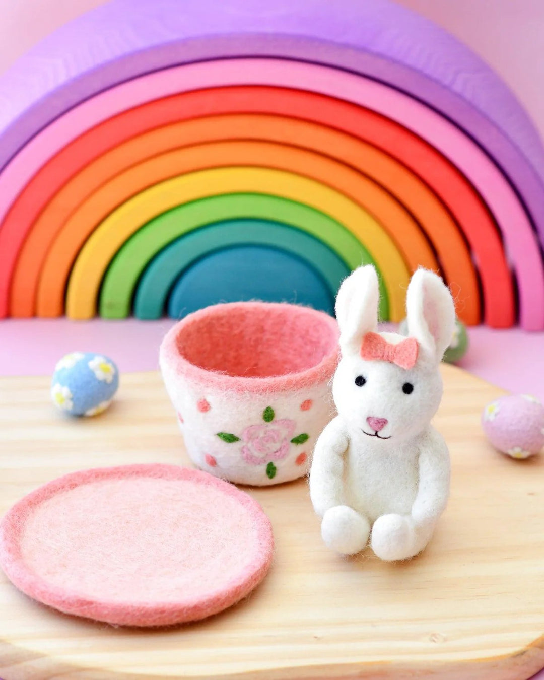 TARA TREASURES - FELT EASTER RABBIT IN A TEAPOT