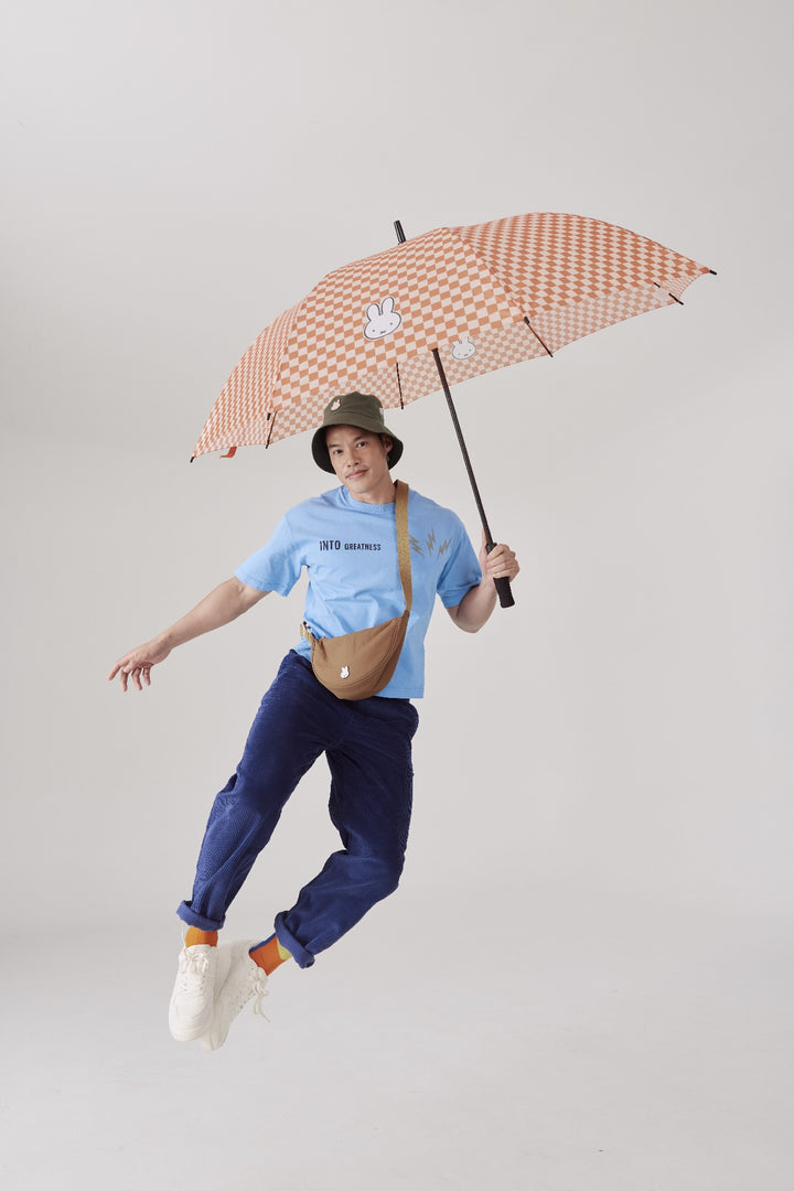 MIFFY - MIFFY UMBRELLA LARGE: RED PEACH CHECKERBOARD 