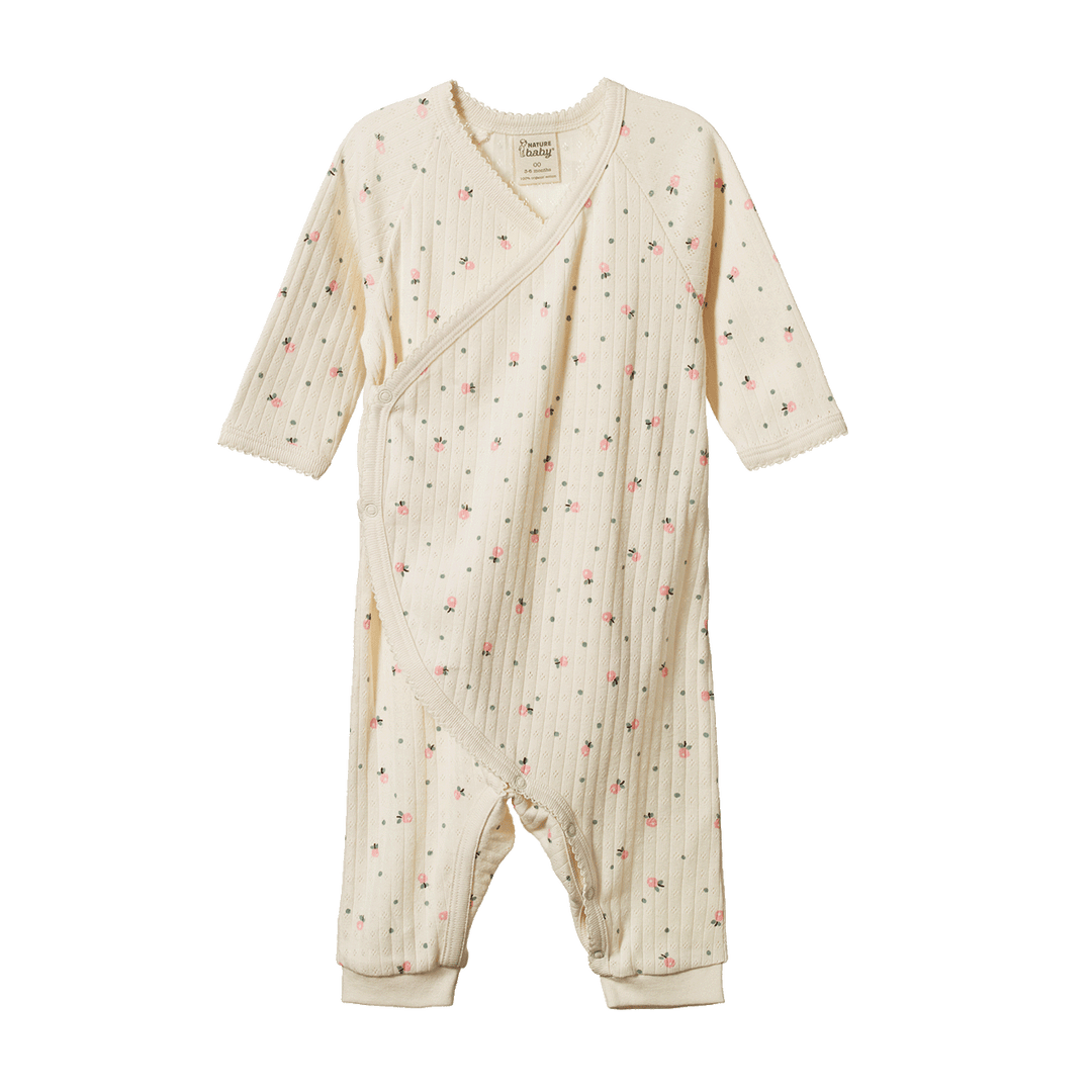 NATURE BABY - KIMONO STRETCH & GROW POINTELLE: POSEY BLOSSOM PRINT [sz:NB]