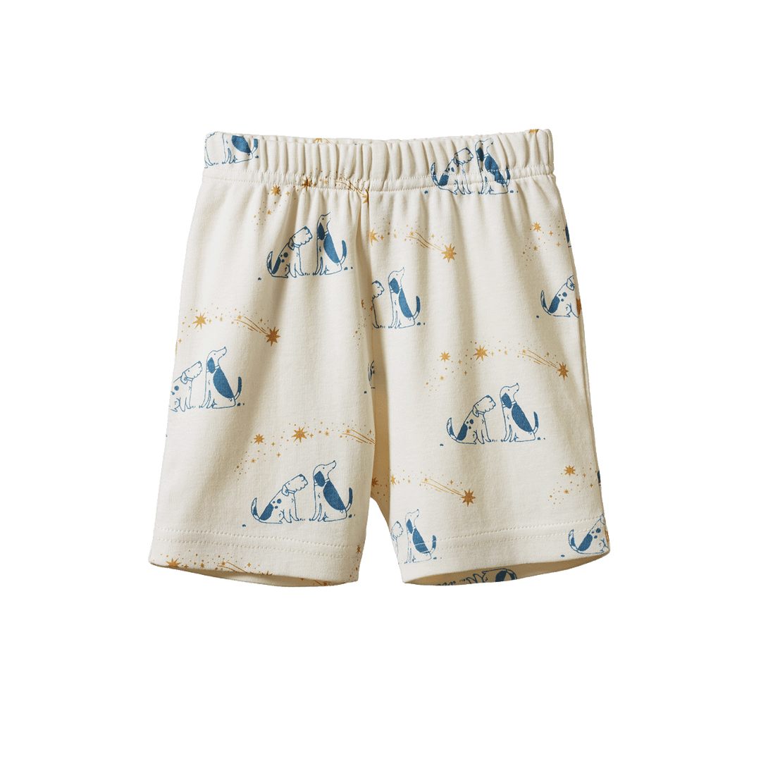 NATURE BABY - SHORTIE PYJAMA SET: DOG DREAM PRINT [sz:0-6 MTHS]