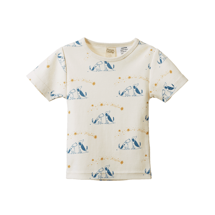 NATURE BABY - SHORTIE PYJAMA SET: DOG DREAM PRINT [sz:0-6 MTHS]