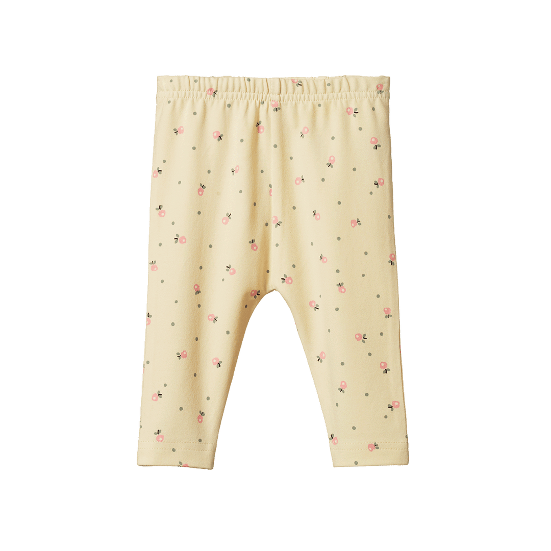 NATURE BABY - LEGGINGS: POSEY BLOSSOM LEMONADE PRINT [sz:0-3 MTHS]
