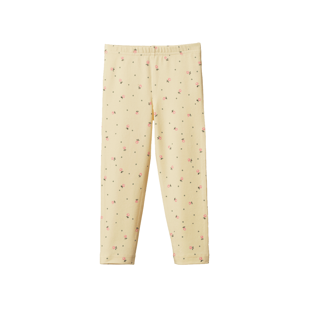 NATURE BABY - LEGGINGS: POSEY BLOSSOM LEMONADE PRINT [sz:0-3 MTHS]
