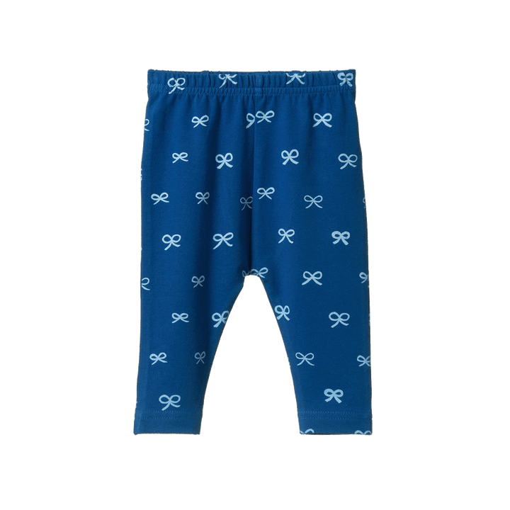 NATURE BABY - LEGGINGS: RIBBONS BLUE PRINT [sz:0-3 MTHS]