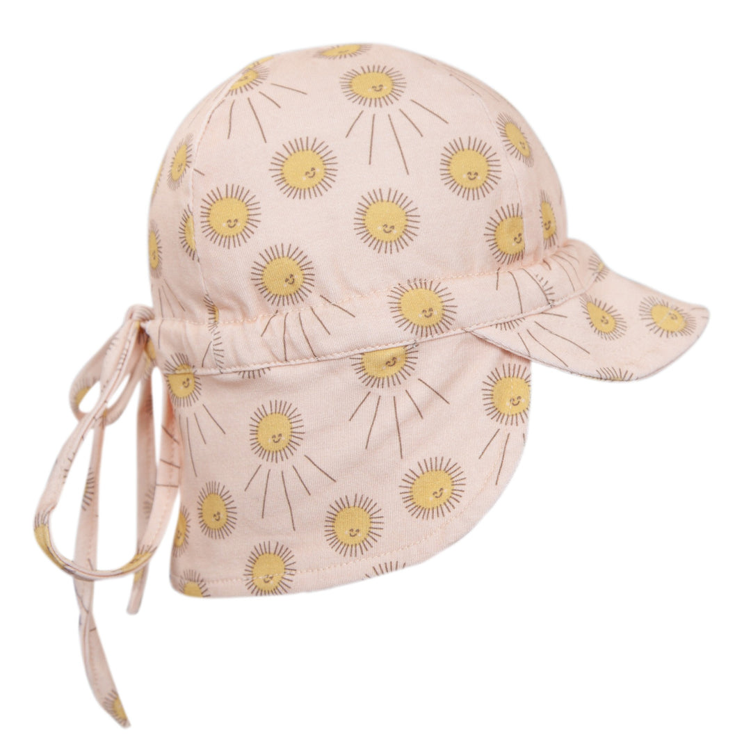 ACORN KIDS - FLAP HAT: SUNSHINE PEACH & GOLD [sz:XXS - 0-3 MTHS]