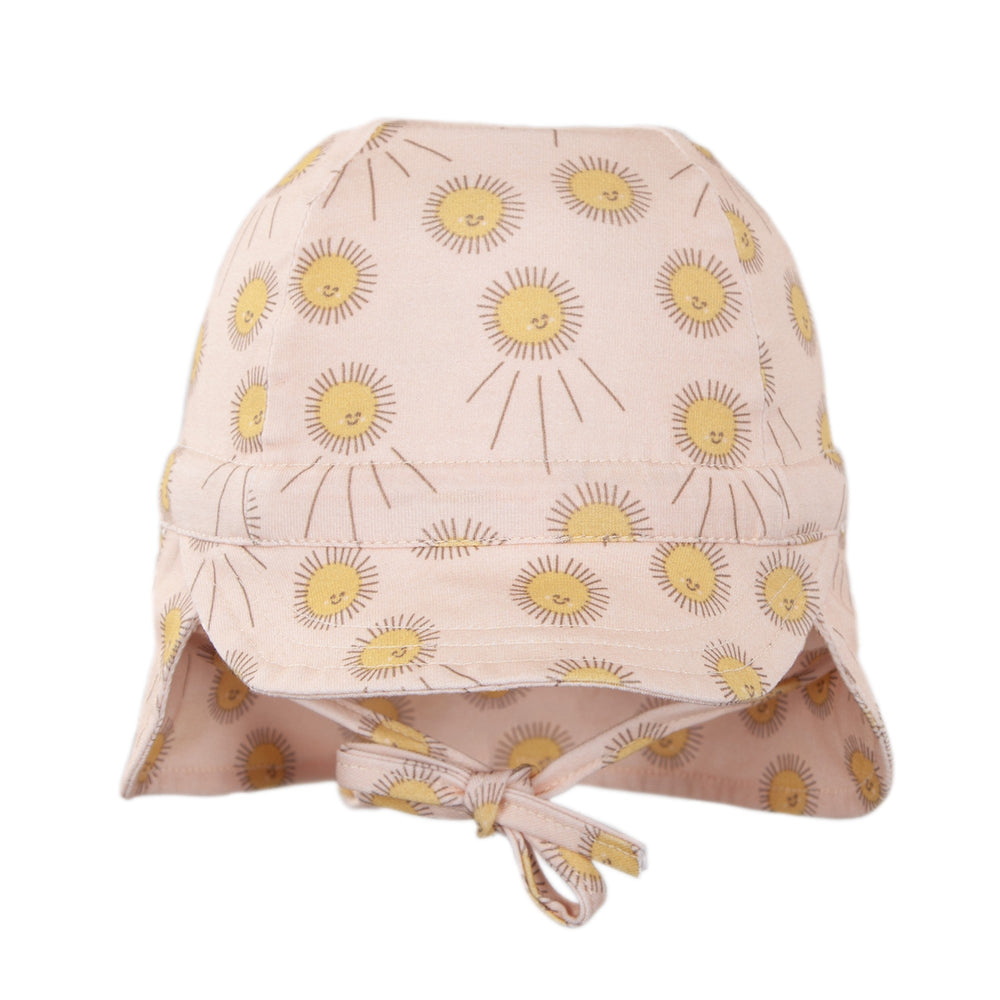 ACORN KIDS - FLAP HAT: SUNSHINE PEACH & GOLD [sz:XXS - 0-3 MTHS]