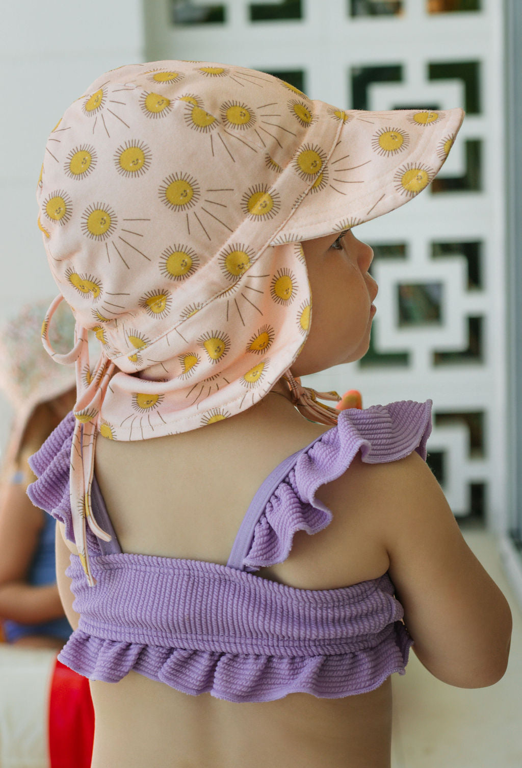 ACORN KIDS - FLAP HAT: SUNSHINE PEACH & GOLD [sz:XXS - 0-3 MTHS]