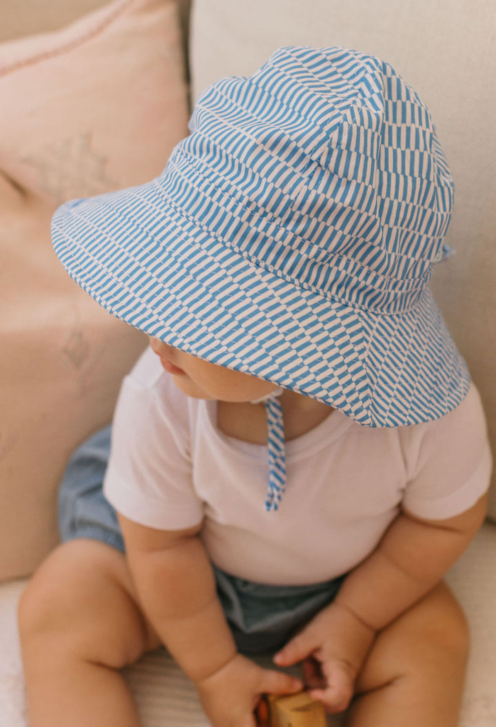 ACORN KIDS - INFANT WIDE BRIM SUNHAT: MYKONOS [sz:XS - 46CM/0-9 MTHS]