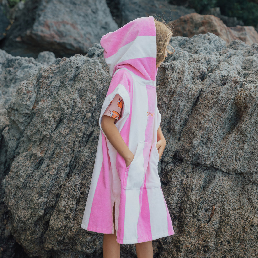 CRYWOLF - HOODED TOWEL: CANDY STRIPE [sz:S/M 1-3 YRS]
