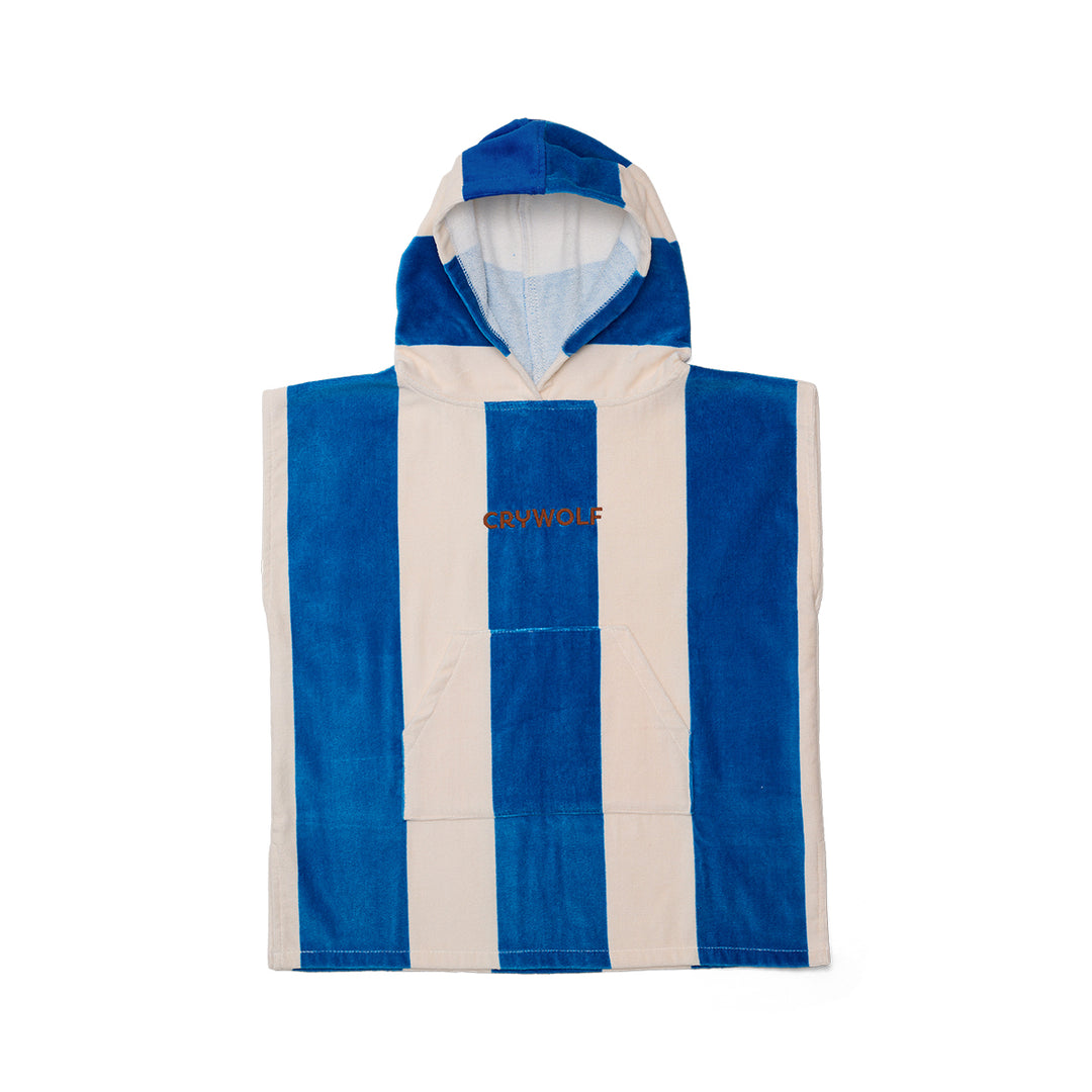 CRYWOLF - HOODED TOWEL: DEEP SEA STRIPE [sz:S/M 1-3 YRS]
