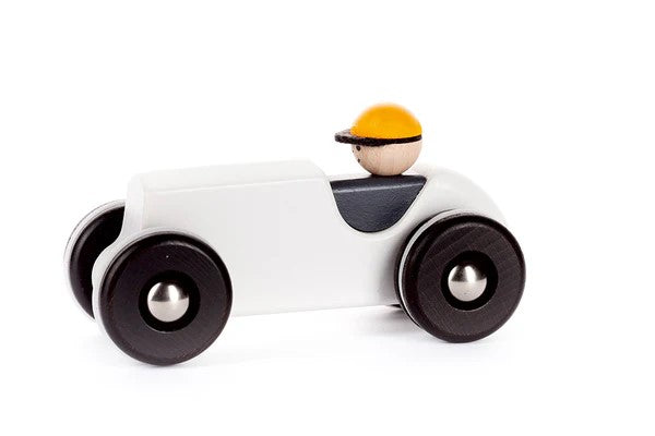 BAJO - WOODEN RETRO CAR: WHITE