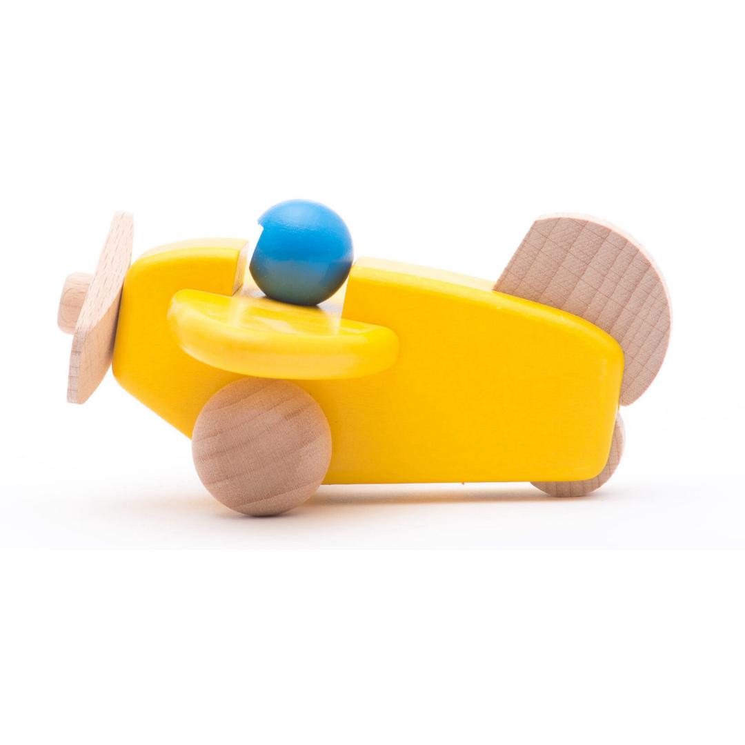BAJO - WOODEN PLANE WITH PILOT: YELLOW