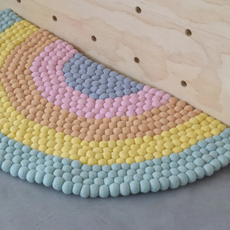 TARA TREASURES - FELT RAINBOW BALL RUG 